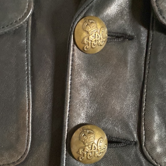 Ralph Lauren Blue Label Cropped Black Leather Jacket - Picture 4 of 14